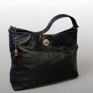 Kate Spade Black Shoulder Bag with Elegant Gold Accents